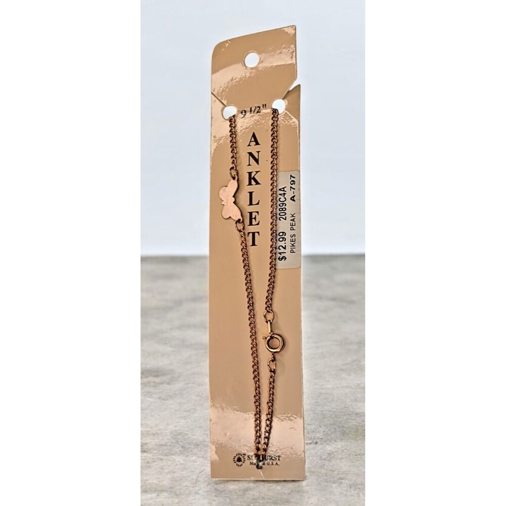 NWT Sunburst Rose Gold Butterfly Anklet 9.5" made in USA